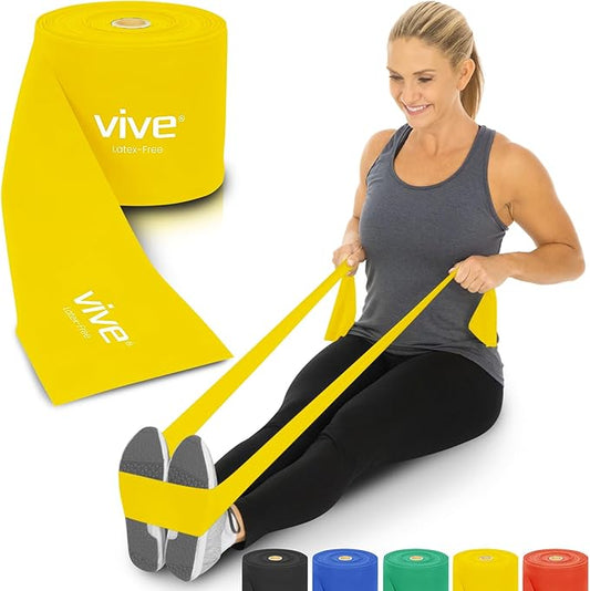 Vive Professional Resistance Bands - 25 Yard Non-Latex Roll for Physical Therapy, Lower and Upper Body Exercise Workout - Straight Elastic for Strength Training, Rehabilitation, Women, Men - Bloomnest