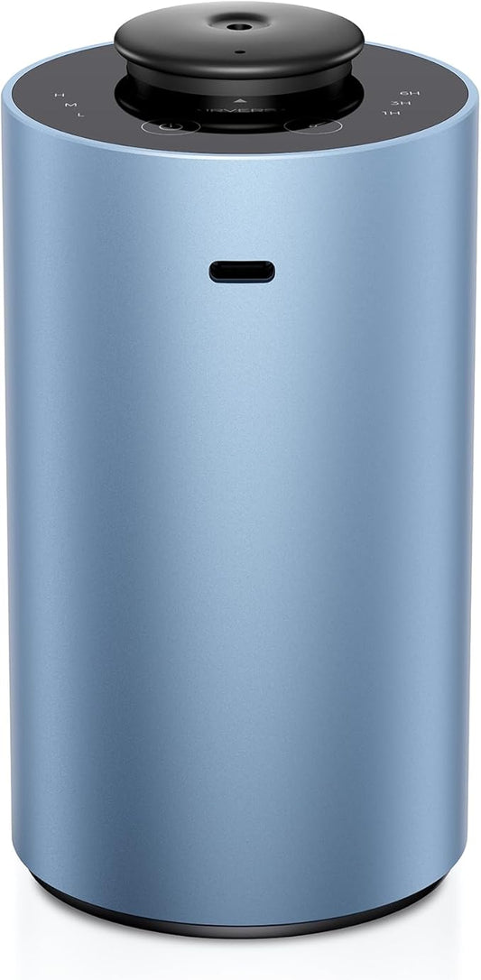 Airversa Waterless Essential Oil Diffuser for Home Aromatherapy Scent Diffusers with 3 Countdown Timer Settings or Timer-Off, 3 Mist Levels for Car Room Studio Office, ANX Premium Metal Ice Blue - Bloomnest