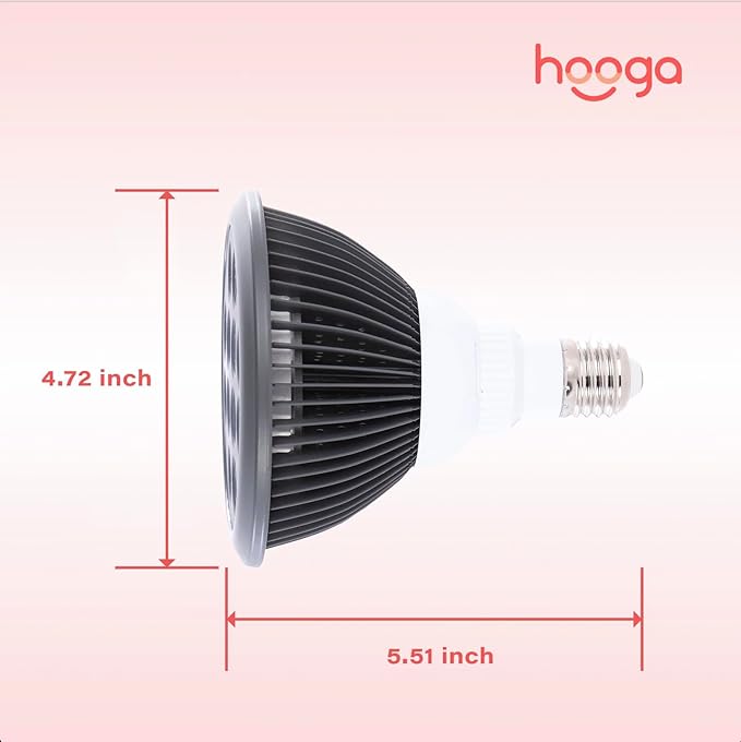 hooga Red Light Therapy Bulb, 660nm & 850nm Red & Near Infrared Light, 12 Dual-Chip LEDs, Targeted Light Bulb with Base & Braided Power Cord for Home Wellness Routine, HG24 Hooga