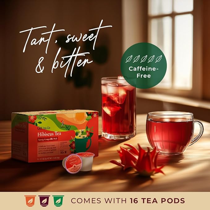 Gya Tea Co Hibiscus Tea Gift Set (16 Count) - Decaf Tea Pod for Lovers Get Well Gifts - Manually Harvested - Enjoy Hot or Iced - Bloomnest