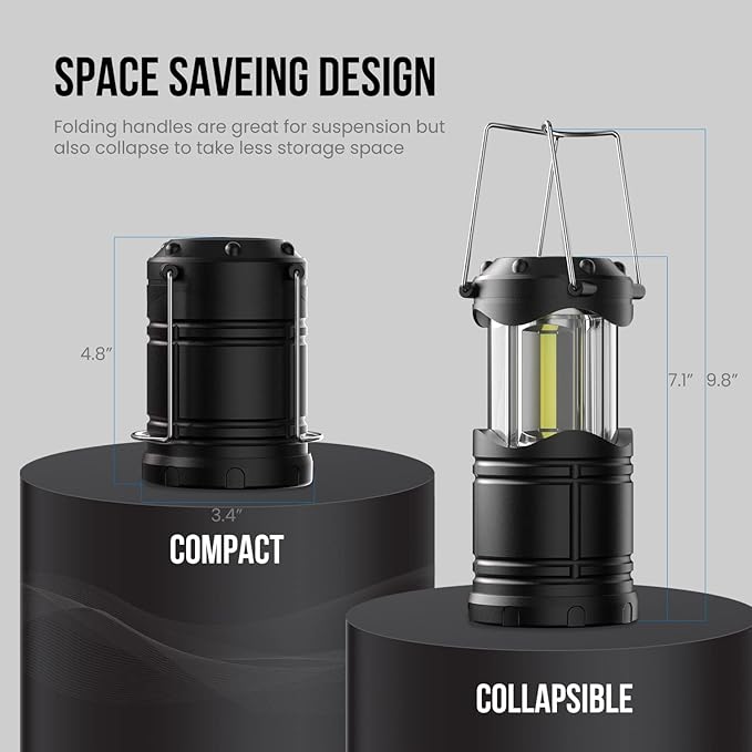Lichamp LED Camping Lantern, 4 Pack Battery Powered Flashlight for Power Outages, Portable Collapsible Hanging Light Essential for Home, Outdoor, Emergency Lamp Survival Kit Gear for Hurricane, Black - Bloomnest