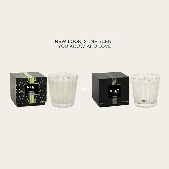 NEST New York Scented 3-Wick Candle, Bamboo - 21.2 oz - Up to 100-Hour Burn Time - Reusable Glass Vessel - Bloomnest