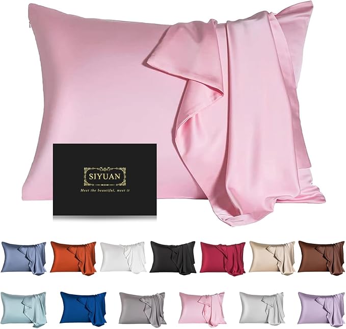 Mulberry Silk Pillowcase for Hair and Skin,Standard Size Cooling Silk Pillow Case with Hidden Zipper,Allergen Proof Dual Sides Soft Breathable Smooth Silk Pillow Cover for Women(King,Pink) - Bloomnest