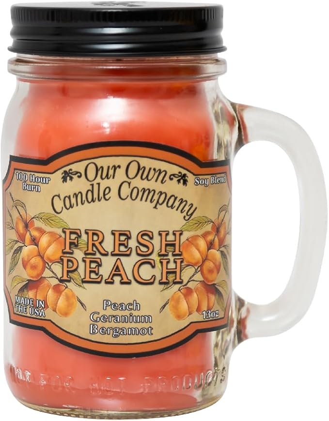 Our Own Candle Company, Fresh Peach Scented Mason Jar Candle, 100 Hour Burn Time, 13 Ounces - Bloomnest