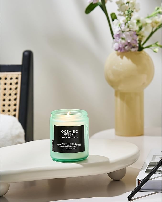 M&SENSE Candle Oceanic Breeze Scented Candle, Long Lasting Pineapple & Mango Scented Natural Soy Wax Candles 7.05oz 50 Hours Burn for Home Scented, Stress Relief Gifts for Women/Men - Bloomnest