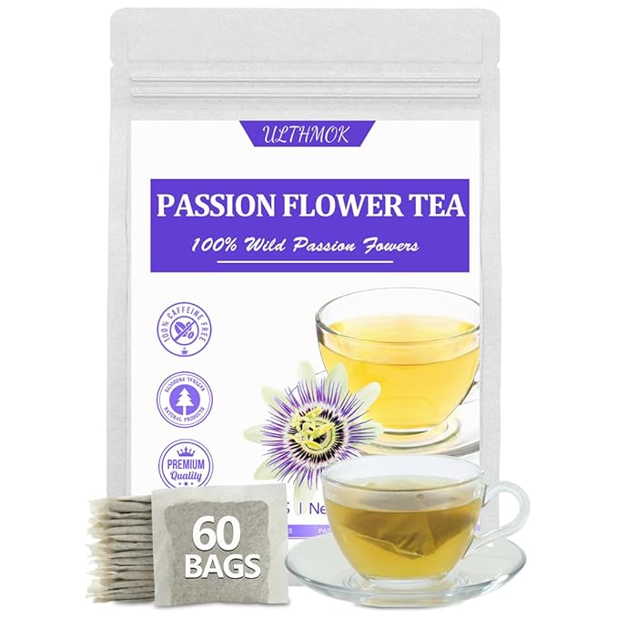 60 Premium Passion Flower Tea Bags, Made with 100% Natural Passionflower Leaves,Te De Pasiflora, Support Better Sleep & Relaxation, No Additives & Caffeine Free. - Bloomnest