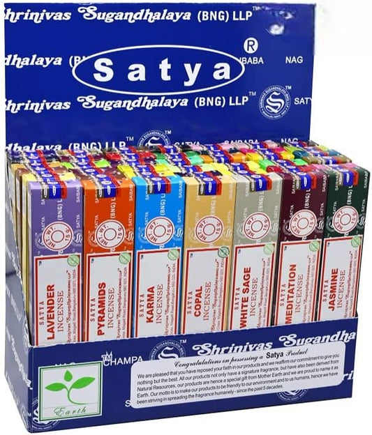 EARTH Satya Assorted Incense Sticks 15 GMS (Pack of 42) (Green Certified) Indian Perfumed Hand Rolled Agarbatti Perfect for Worship,Relaxation, Medication. Earth