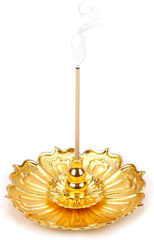 Incense Holder with Incense Stick Tray,Multi-Functional Incense Burner and Stick Holder Combo,Ash Holder (1, New Golden)