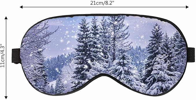 Christmas Winter Landscape Sleep Mask Spruce Pine Trees Covered Snow Mountain Road Men Women Sleep Mask with Adjustable Strap Eye Cover Eye Shade for Travel, Nap,Meditation - Bloomnest
