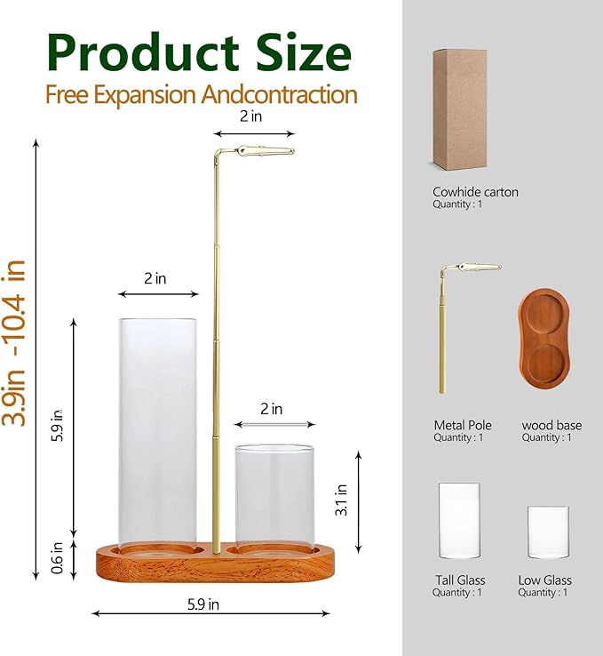 2 in 1 Incense Holder for Sticks(Height Adjustable), Anti-Ash Flying Insence-Sticks Burner with Glass Incense Holder Organizer for Meditation Yoga Spa Home Decor Sage (Golden Metal Rod) - Bloomnest