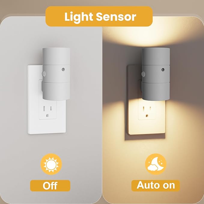 VOLISUN Night Lights Plug into Wall, Dimmable LED Nightlight with Dusk to Dawn Light Sensor, 0-100LM Adjustable Brightness, 3 Color Temperatures, Compact Size, 2 Pack for Hallway, Bathroom White - Bloomnest