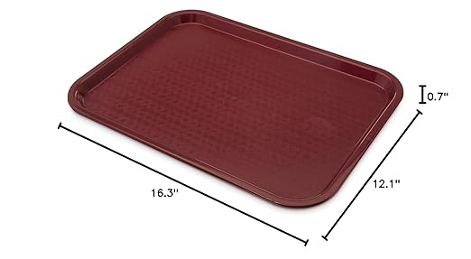 Carlisle FoodService Products CT121661 Café Standard Cafeteria / Fast Food Tray, 12" x 16", Burgundy - Bloomnest