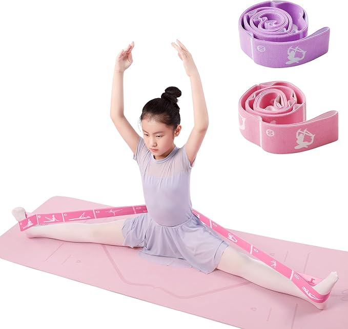 2-Pack Adjustable Kids Dance Stretch Bands - 8-Loop Elastic Bands for Ballet, Latin, Yoga, Gymnastics & Stretching - Flexible, Multi-Section Design for Dance Training & Flexibility - Bloomnest