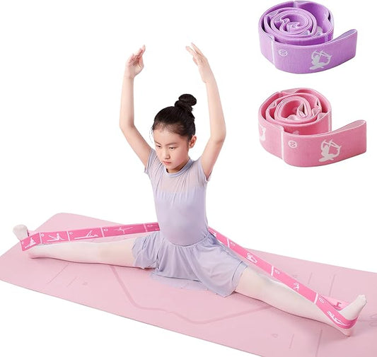 2-Pack Adjustable Kids Dance Stretch Bands - 8-Loop Elastic Bands for Ballet, Latin, Yoga, Gymnastics & Stretching - Flexible, Multi-Section Design for Dance Training & Flexibility - Bloomnest