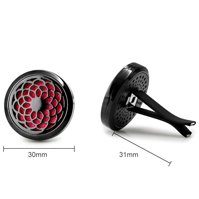 Car Air Freshener Vent Clip - 2PCS 30mm Black Car Essential Oil Diffuser Vent Clips for Home Office Room with 12 Felt Pads Mother's Day, Birthday Gift for Women & Men - Bloomnest