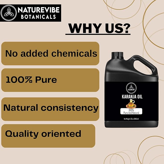 Naturevibe Botanicals Karanja Oil 32 Ounces | 100% Pure and Natural | Great for Skin Care and Hair Care - Bloomnest