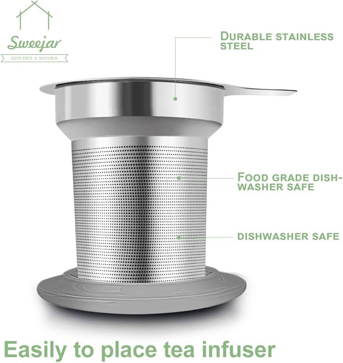 Sweejar Porcelain Tea Mug with Infuser and Lid,Teaware with Filter, Loose Leaf Tea Cup Steeper Maker, 16 Fl Oz for Tea/Coffee/Milk/Women/Office/Home/Gift (Gradient Green) - Bloomnest