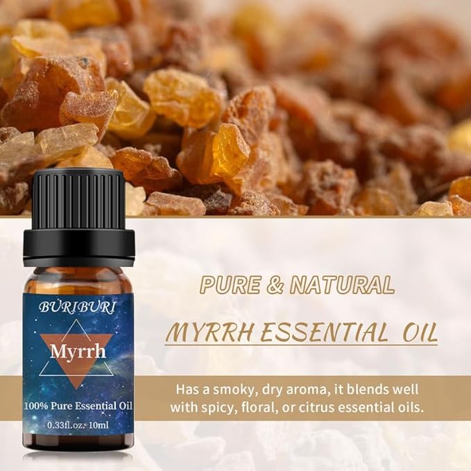 BURIBURI Frankincense Oil and Myrrh Essential Oils Gift Set, 100% Pure, Natural, Organic Aromatherapy Frankincense Fragrance Oils for Diffuser, Massage - 2 x 10ML BURIBURI