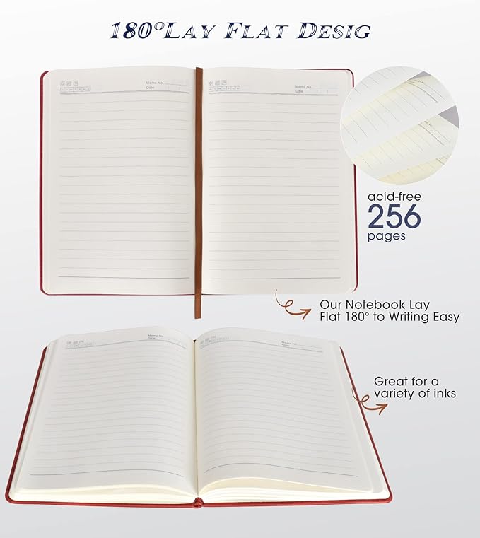 Lined Journal Notebook for Women Men,256 Pages A5 Hardcover Leather Journals for Writing,Travel,Business,Work & School,College Ruled Notebooks for Note Taking,Diary Notepad 5.7"×8.3" - Bloomnest