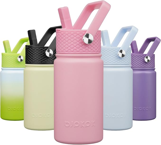 BJPKPK Insulated Water Bottle with Straw Lid, 15oz Cute Water Bottles, Stainless Steel Metal Thermo, Reusable BPA Free Leak Proof Tumblers, Cups,Pink - Bloomnest