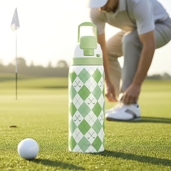 Golf Insulated Stainless Steel Water Bottle with Straw for Sports and Travel, Preppy Style, 32oz, Gifts for Golf Lover Women Girls Friends Teens Birthday Christmas - Bloomnest