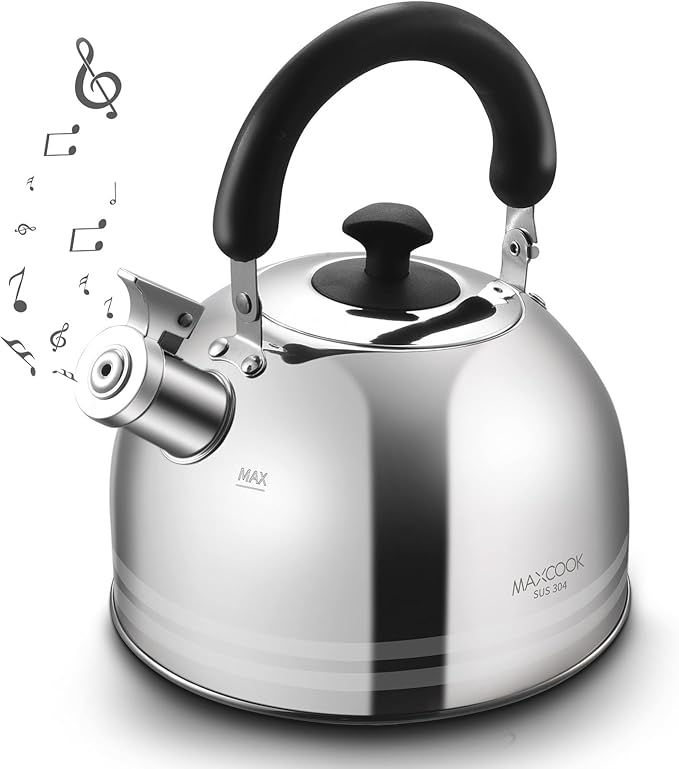 Whistling Tea Kettle, 3.17 Quart/3L Stainless Steel Tea Pot, Stove Top Tea Kettle，Induction Teakettle with Anti-Heat Handle (Mirror Polish) - Bloomnest