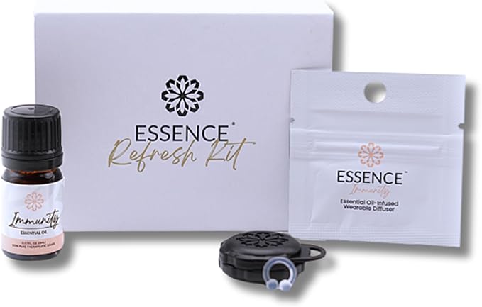 Essence Wearable Aromatherapy Nasal Diffuser – Immunity Blend Essential Oil Nose Ring Refresh Kit – Personal Scent Clip for Travel, Work & Everyday Use – Made in USA - Bloomnest