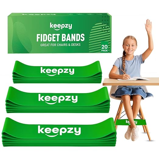 20 Pack Chair Bands, Anti Slip Chair Bands for Kids with Fidgety Feet, ADHD Chair Bands for Classroom, Desk Bands for Student Desks, Sensory Chair Rubber Bands - Bloomnest