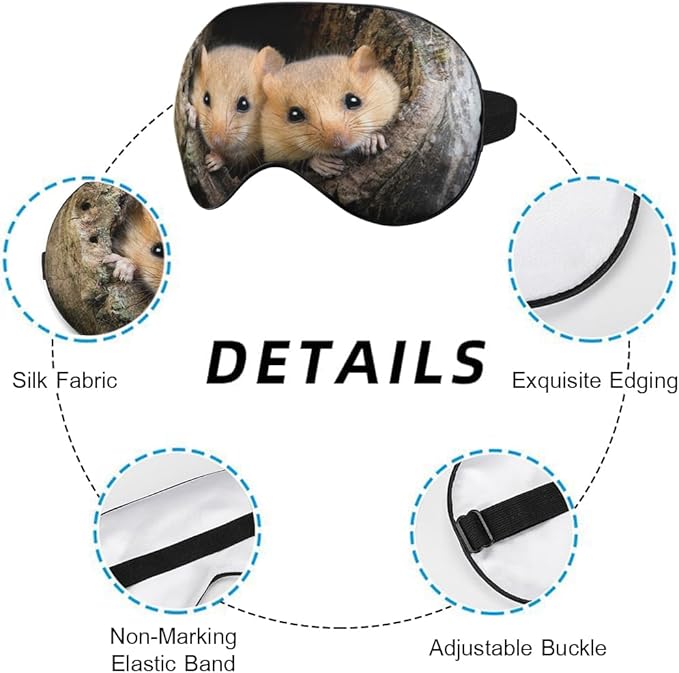 Brown Rat Dormouse Sleep Eye Mask Eye Cover Cute Animal Tree Nest Silk Eye Mask for Sleeping with Adjustable Strap for Travel Nap Shift Work Office - Bloomnest