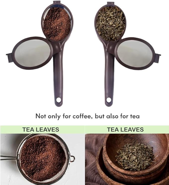 Long-Handled Tea Infuser & Coffee Filter Fine Mesh with Built-in Plunger Reusable Two Sides Strainers for Loose Tea/Coffee/Tea Bag/Herbal/Spice Portable Teaware Accessories, 2 Pack - Bloomnest