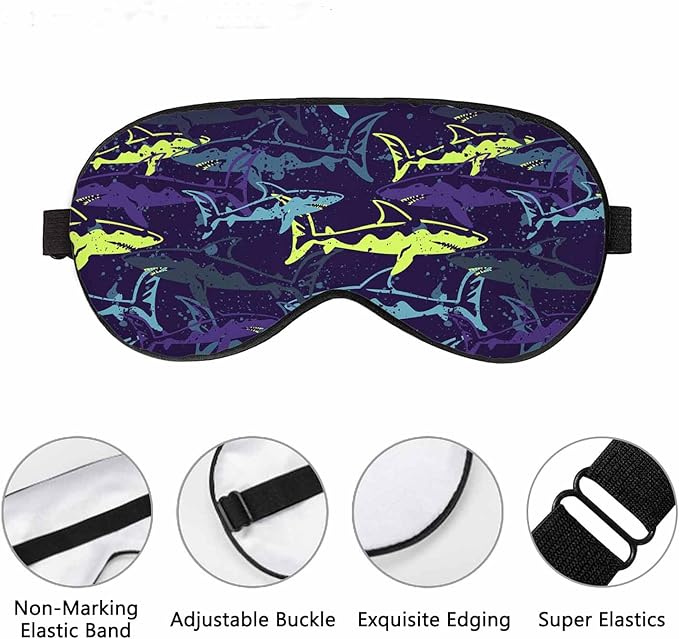 Creative Sharks Sleep Eye Mask Abstract Underwater Colorful Bright Men Women Sleep Mask with Adjustable Strap Eye Cover Eye Shade for Travel, Nap,Meditation - Bloomnest