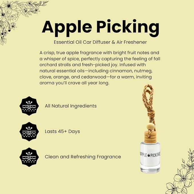 Fresh Autumn Apple Scented Car & Closet Air Freshener – Hanging Essential Oil Diffuser, Modern and Long Lasting Scent for Car, Bathroom, Closet – 2-Pack Seasonal Air Freshener for men and women - Bloomnest