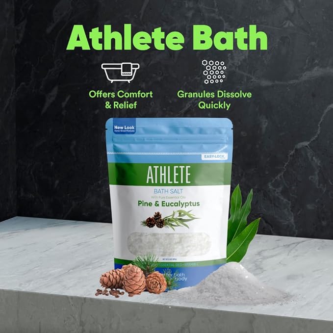 Athlete Bath Salt 32 Ounces Epsom Salt with Natural Lavender, Pine, Peppermint and Eucalyptus Essential Oils Plus Vitamin C in BPA Free Pouch with Easy Press-Lock Seal - Bloomnest