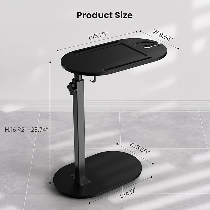 Bamboo Bathtub Tray Table with Adjustable Height,Freestanding Bath Caddy Side Table， Tub Shelf with Wine Glass Phone Holder, Suitable for Luxury Spa ，House Warming Gift and Bathing Reading（Black） - Bloomnest