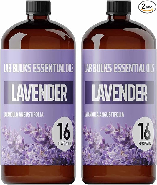 Lab Bulks Essential Oil (2-Pack) Lavender Essential Oil for Diffusers, Candles, Hair, Spray, Home – 16 oz Bulk - Bloomnest