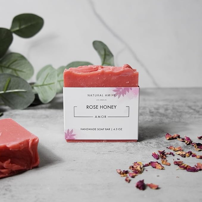Natural Amor Spa Gifts for Women,Luxurious Rose Scent Bath gift for her, 6pc Bath & Body gift including Soap Bar, Bath Bomb, Bath Salt - Bloomnest