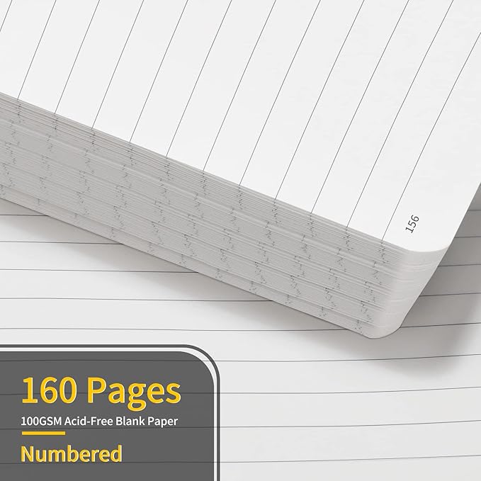Annecy Lined Journal Notebook, Hardcover Leather Journal for Women & Men, 160 Numbered Pages, Medium 5.5" x 8.25", 100 GSM Thick Paper, Purple - Bloomnest