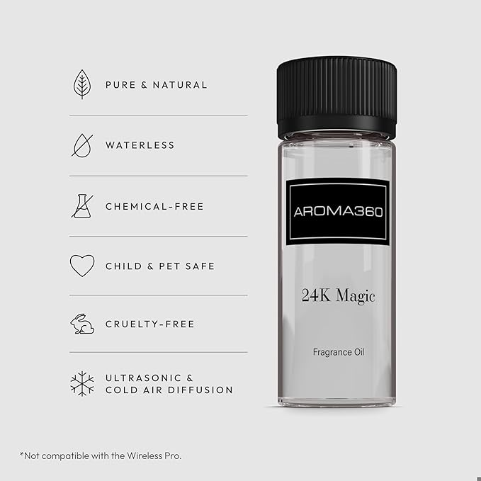 Aroma360-24K Magic Fragrance Oil Blend 50ML | Hotel Inspired Luxury Essential Oil Diffusers | Aromatherapy Scent Diffuser Oil | Citrus Beginning of Bergamot, Lemon & Lemongrass with Notes of Jasmine - Bloomnest