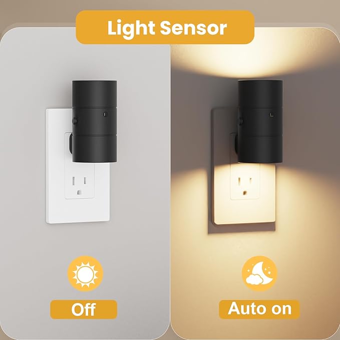 VOLISUN Night Lights Plug into Wall, Dimmable LED Nightlight with Dusk to Dawn Light Sensor, 0-100LM Adjustable Brightness, 3 Color Temperatures, Compact Size Black 4 Pack for Hallway,Bedroom,Bathroom - Bloomnest