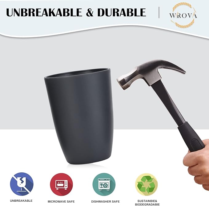 Wheat Straw Cups 8 PCS Good Alternative to Plastic Reusable Cups 20 oz Unbreakable Drinking Cup Reusable Dishwasher Safe Water Plastic Glasses Classic Series - Bloomnest