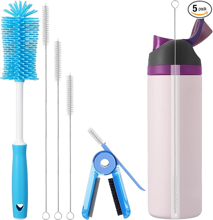 Palksky Water Bottle Cleaning Brush Kit, Brush and Straw Cleaner for Owala, 5 PCS Palksky