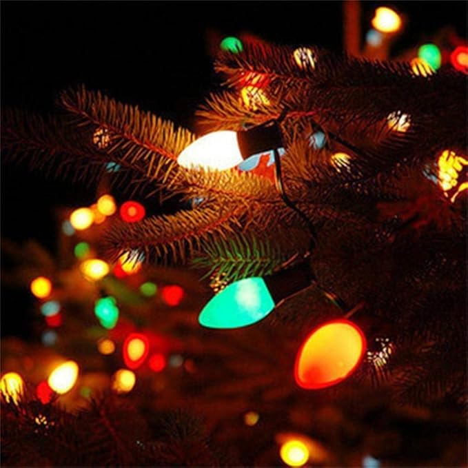 SUNSGNE 25 Pack C7 Multicolor Christmas Replacement Bulbs, Vintage Multicolor Ceramic Light Bulbs for C7 Christmas String Lights, E12/C7 Candelabra Base, 5 Watt - Bloomnest