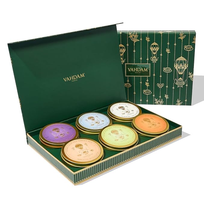 VAHDAM, Green Tea Set Gift Box (6 Teas) Premium Tea Gift Sets | 100% Pure Loose Leaf Tea, Gluten Free | Gifts Set For Women, Men & Adults - Bloomnest