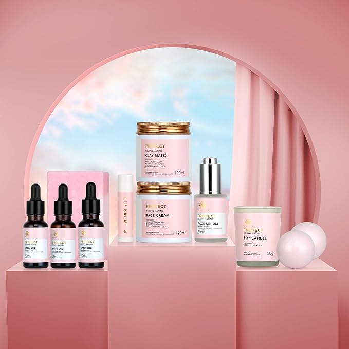 30pcs Valentines Day Gifts for Women, Spa Gifts Rose Facial Skin Care Set, Face Cream, Bath Oil, Serum, Shower Accessories, Bath and Body & Facial Kit, Birthday, Christmas, Mother's Day,Bridal Shower - Bloomnest