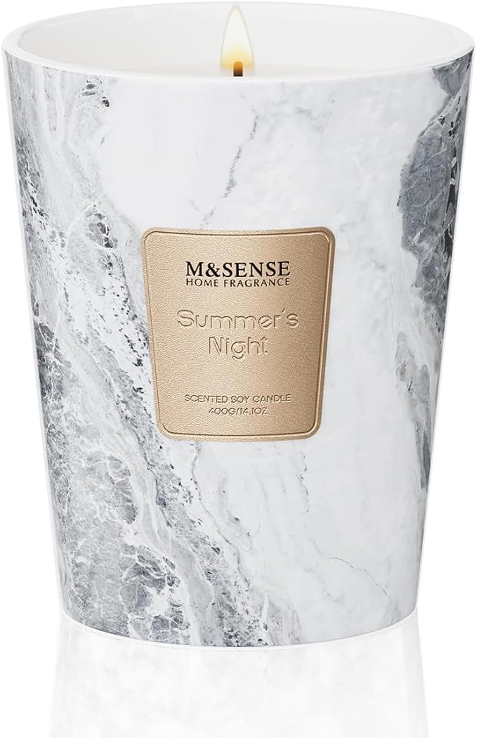 M&SENSE Summer Night Scented Candles for Home, Lead-Free Wick Highly Scented Jar Candles, 14.1 Oz 80 Hours Lasting Burning Candles Gifts for Women, Relaxing Aromatherapy Candle for Stress Relief - Bloomnest