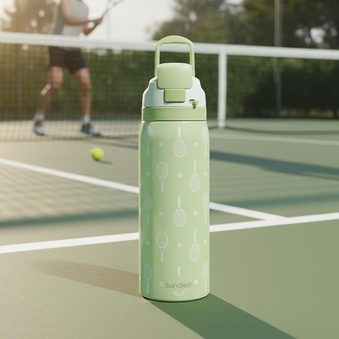Tennis Insulated Stainless Steel Water Bottle with Straw for Sports and Travel, 32oz, Gifts for Tennis Lover Women Girls Friends Teens Birthday Christmas - Bloomnest