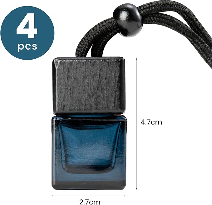 4 Pack Empty Hanging Car Air Freshener Bottles, Refillable Essential Oil Diffuser for Car & Office, Aromatherapy Decor Cube - Bloomnest