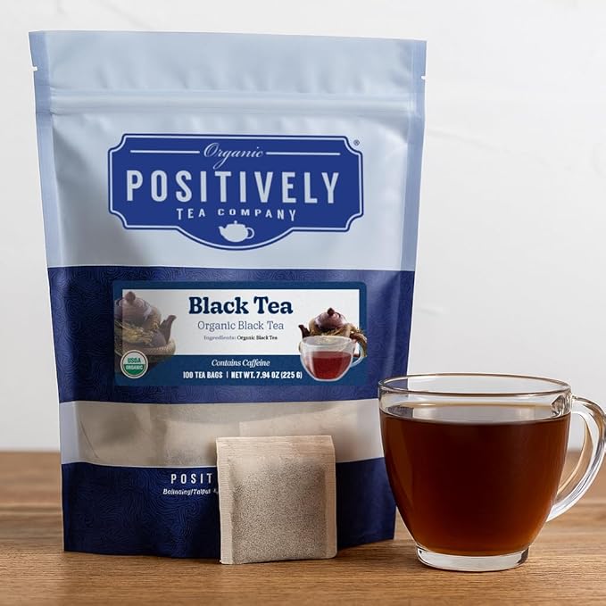 Organic Positively Tea Company, Organic Black Tea Bags, 100 Count, Eco-Friendly Tea Bags, Non-GMO - Bloomnest