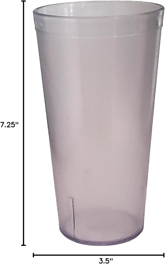 Party Outlaw Clear Plastic Cup Tumblers 6 Pc 24oz Lightweight, Heavy Duty Stackable Cafe Style Plastic Glasses. Reusable & Dishwasher Safe Ice Tea & Water Cups - Bloomnest