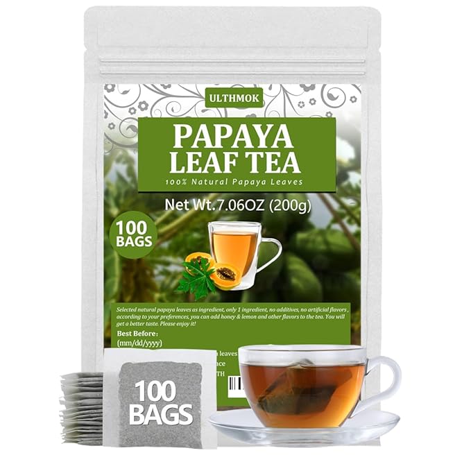 100 Premium Papaya Leaf Tea Bags, Made with 100% Natural Papaya Leaves, Free Wellness Tea, No Additives & Caffeine Free. - Bloomnest